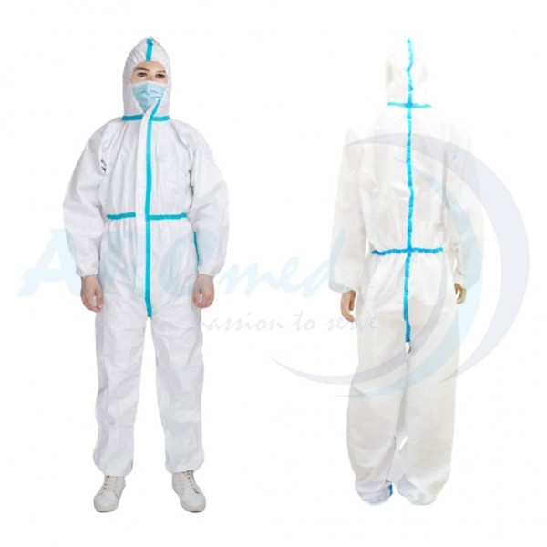 Disposable Isolation Coverall Non - Woven + PE for General Protection (L)