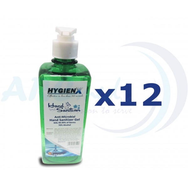 HygienX Anti-Microbial Hand Sanitizer 500ml - Green Bundle of 12