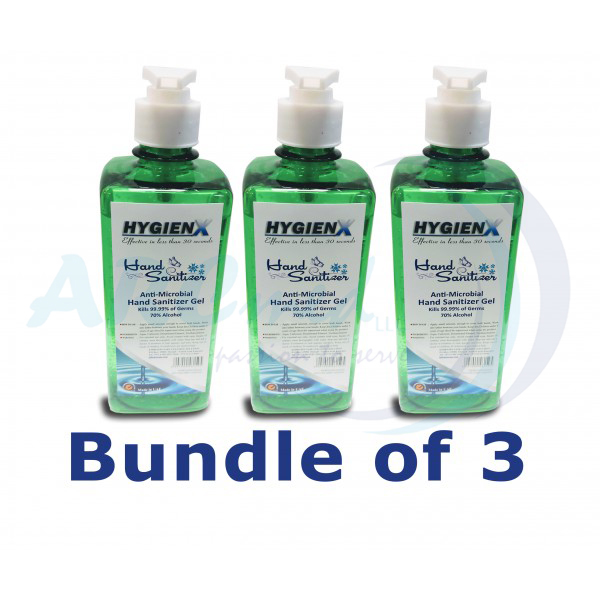 HygienX Anti-Microbial Hand Sanitizer 500ml - Green Bundle of 3
