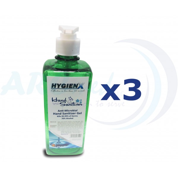 HygienX Anti-Microbial Hand Sanitizer 500ml - Green Bundle of 3