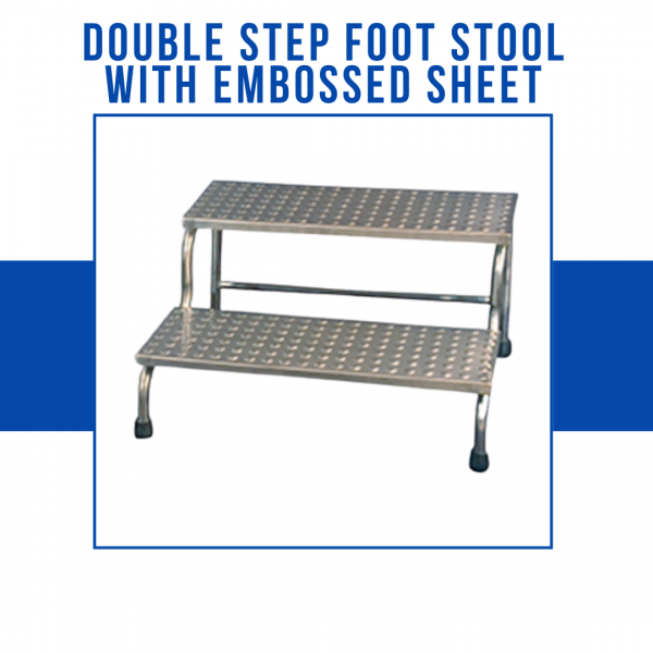 Double Step Foot Stool with Embossed Sheet - Stain...